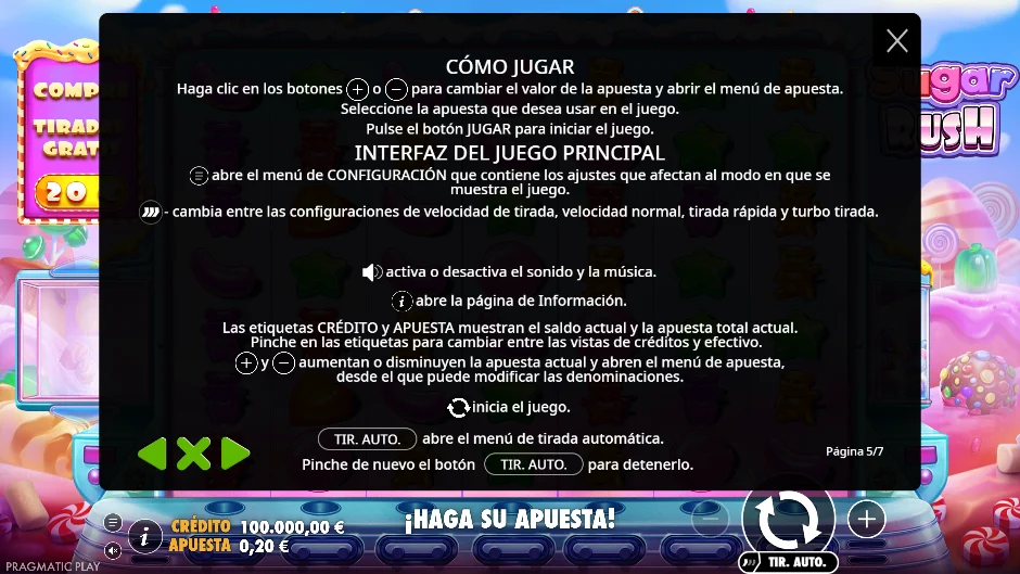 Sugar Rush — cómo jugar y controles
